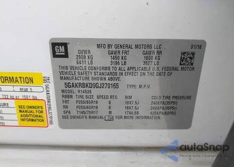 2016 Buick Enclave Leather from USA, damaged, VIN 5GAKRBKD9GJ270165